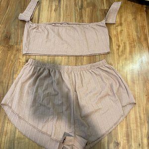 OFF SHOULDER PJ SHORT SET